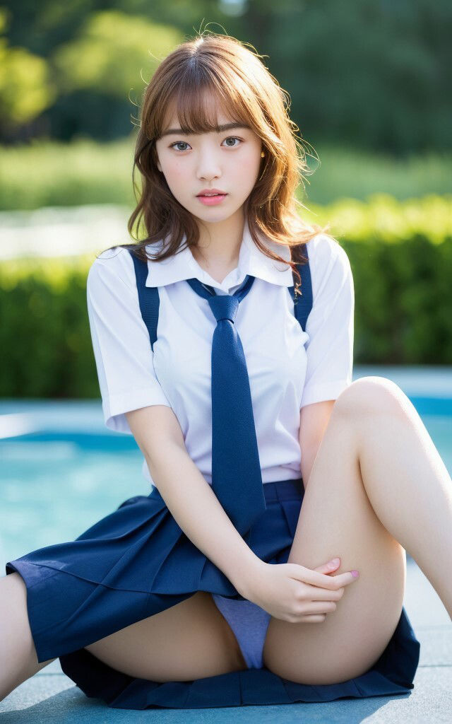 乱れ気味の制服から見えた時のお得感。AIグラビア写真集 サンプル2ページ目