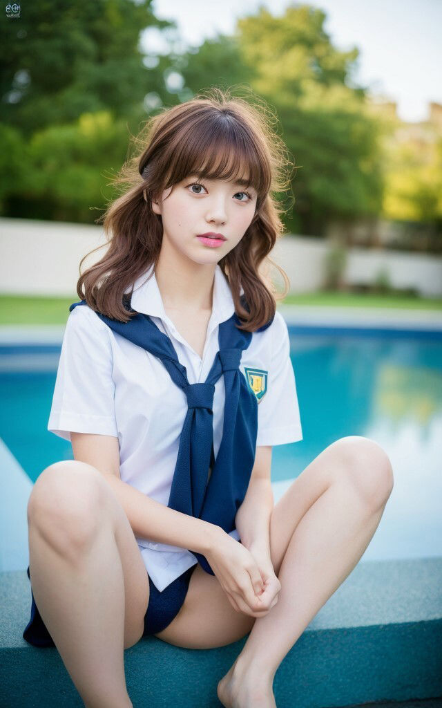 乱れ気味の制服から見えた時のお得感。AIグラビア写真集 サンプル6ページ目