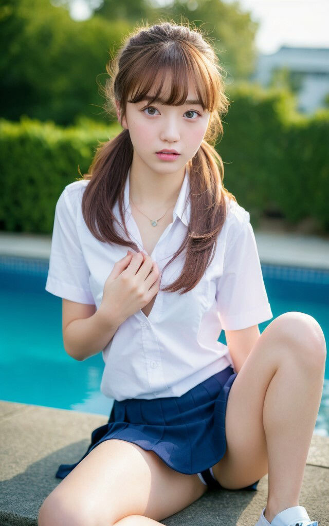 乱れ気味の制服から見えた時のお得感。AIグラビア写真集 サンプル8ページ目
