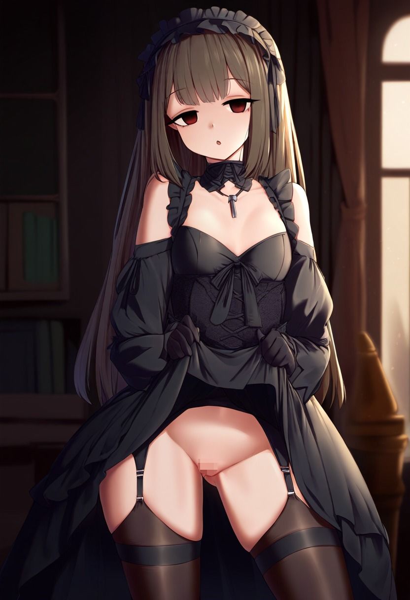 ゴスロリの女の子が催●にかかってスカートをたくし上げている画像 サンプル2ページ目