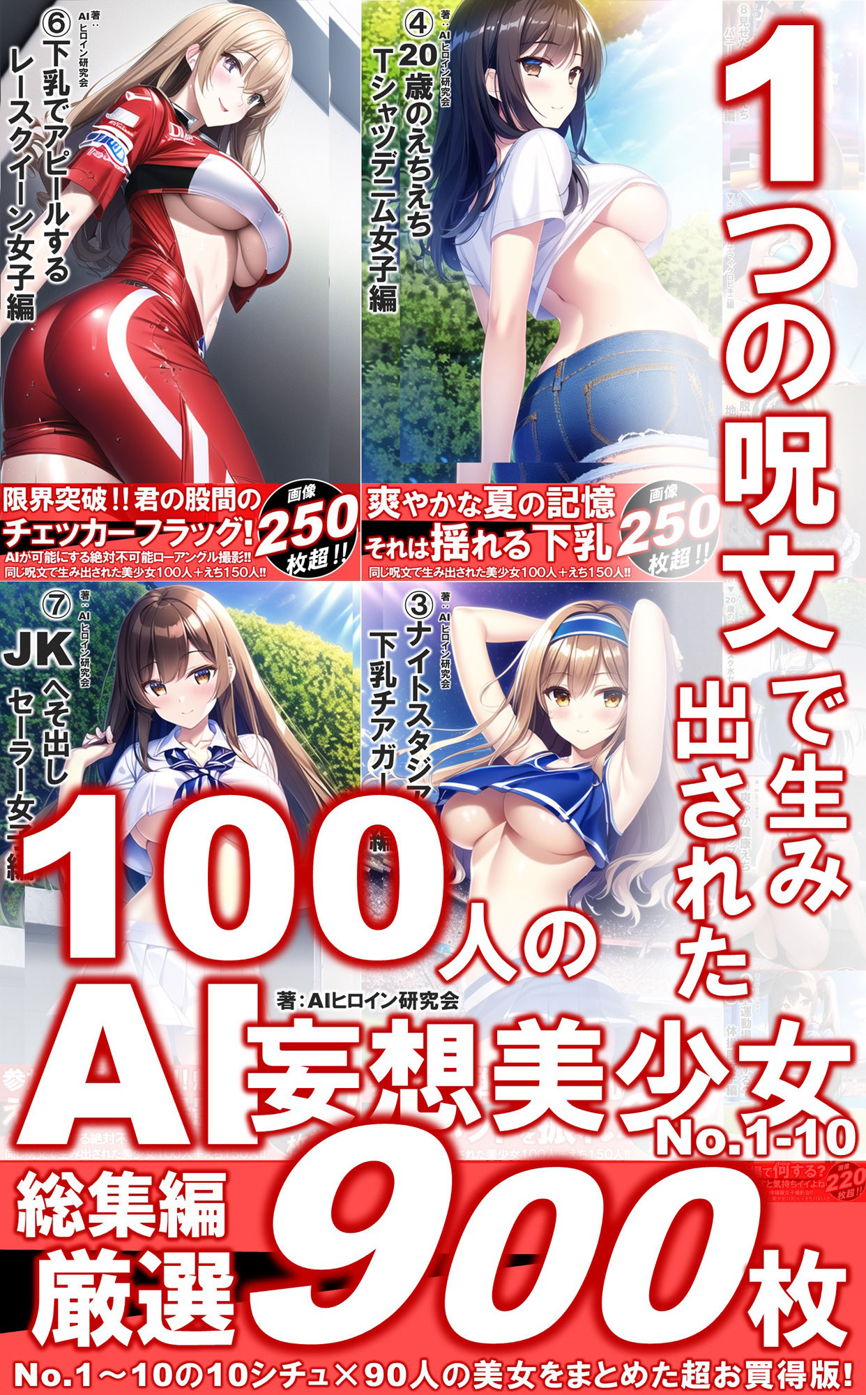 1つの呪文で生み出された100人のAI妄想美少女-総集編【No.1-10から厳選美女900人編】 サンプル1ページ目