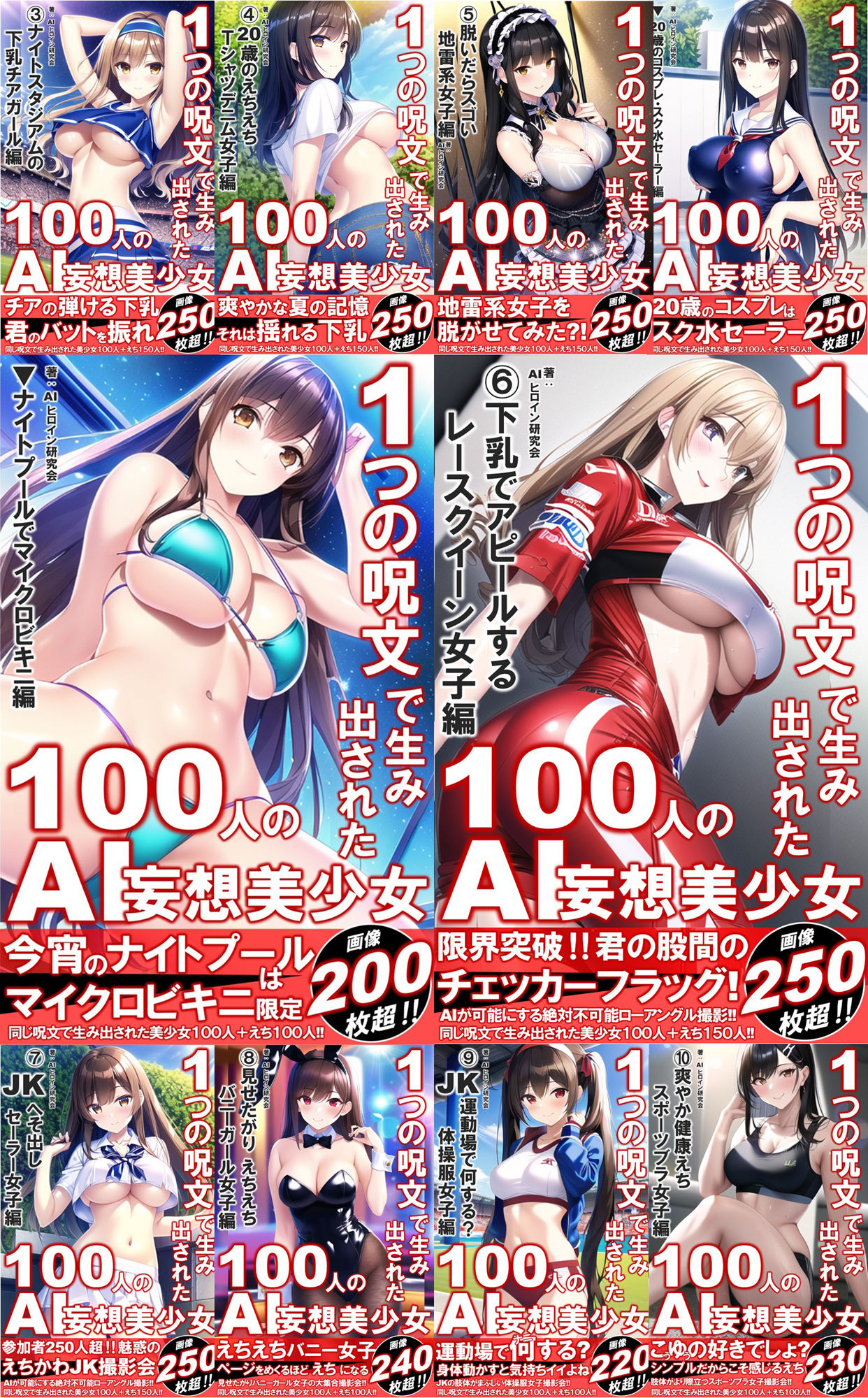 1つの呪文で生み出された100人のAI妄想美少女-総集編【No.1-10から厳選美女900人編】 サンプル2ページ目