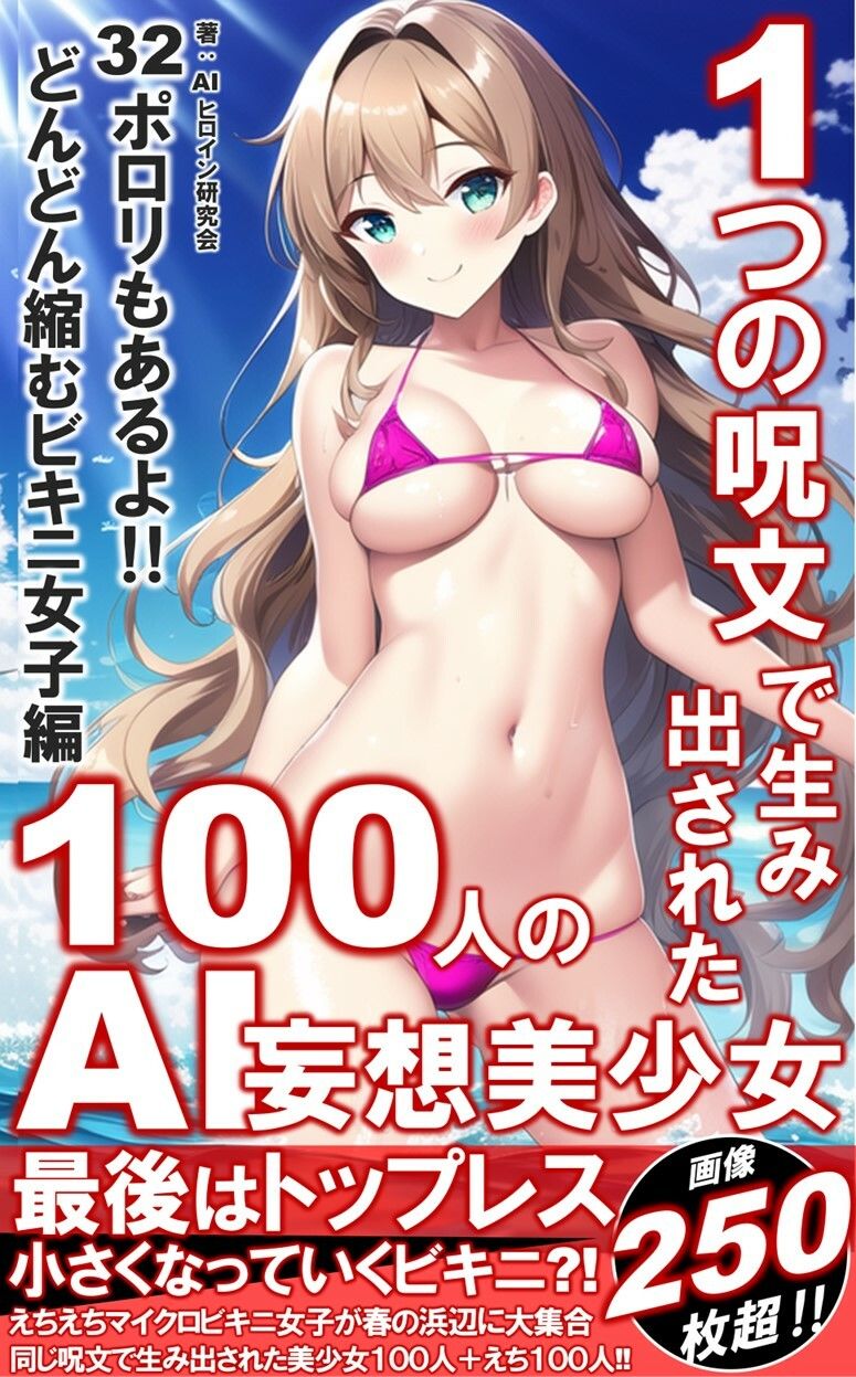 1つの呪文で生み出された100人のAI妄想美少女-32【最後はトップレス？！えちマイクロビキニ女子編】 サンプル1ページ目