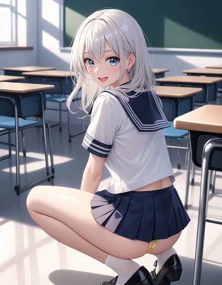 制服女子のしゃがみパンチラ サンプル3ページ目
