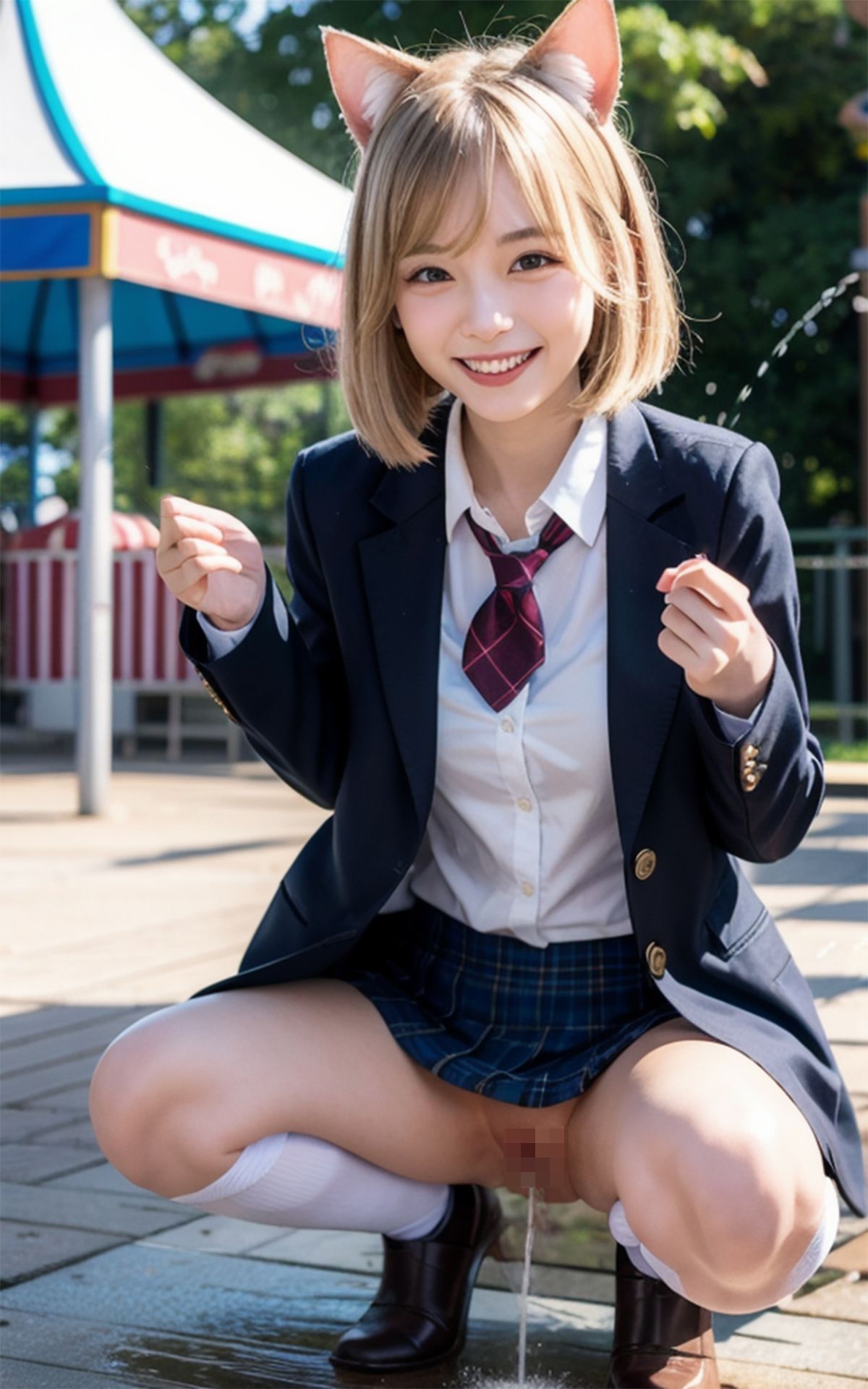 夢の国でおふざけおしっこ記念撮影！！ピースサイン＆無邪気な笑顔で大量放尿！！ サンプル1ページ目