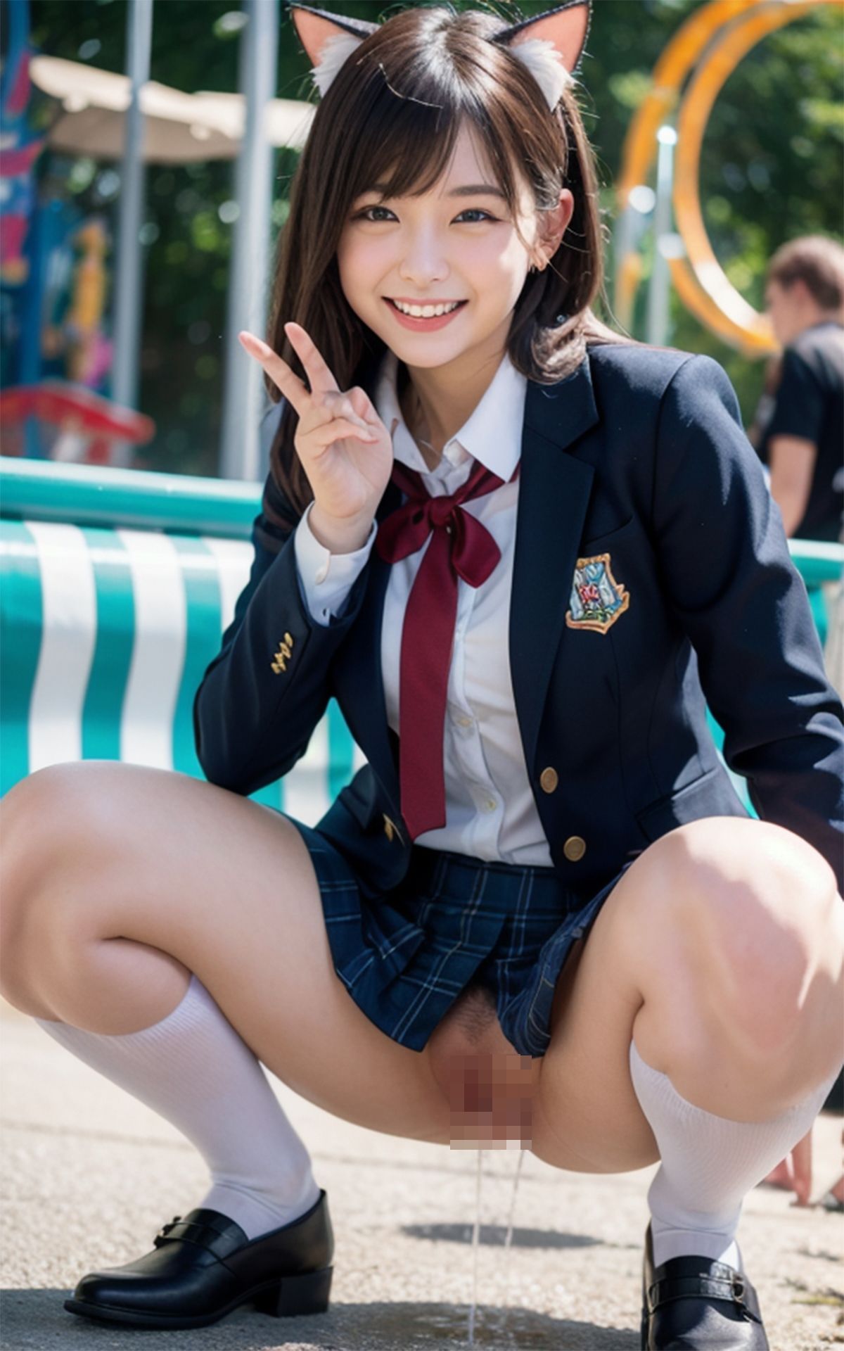 夢の国でおふざけおしっこ記念撮影！！ピースサイン＆無邪気な笑顔で大量放尿！！ サンプル2ページ目