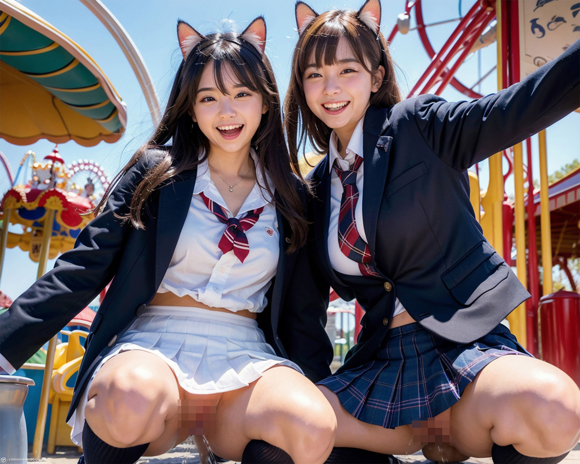 夢の国でおふざけおしっこ記念撮影！！ピースサイン＆無邪気な笑顔で大量放尿！！ サンプル9ページ目