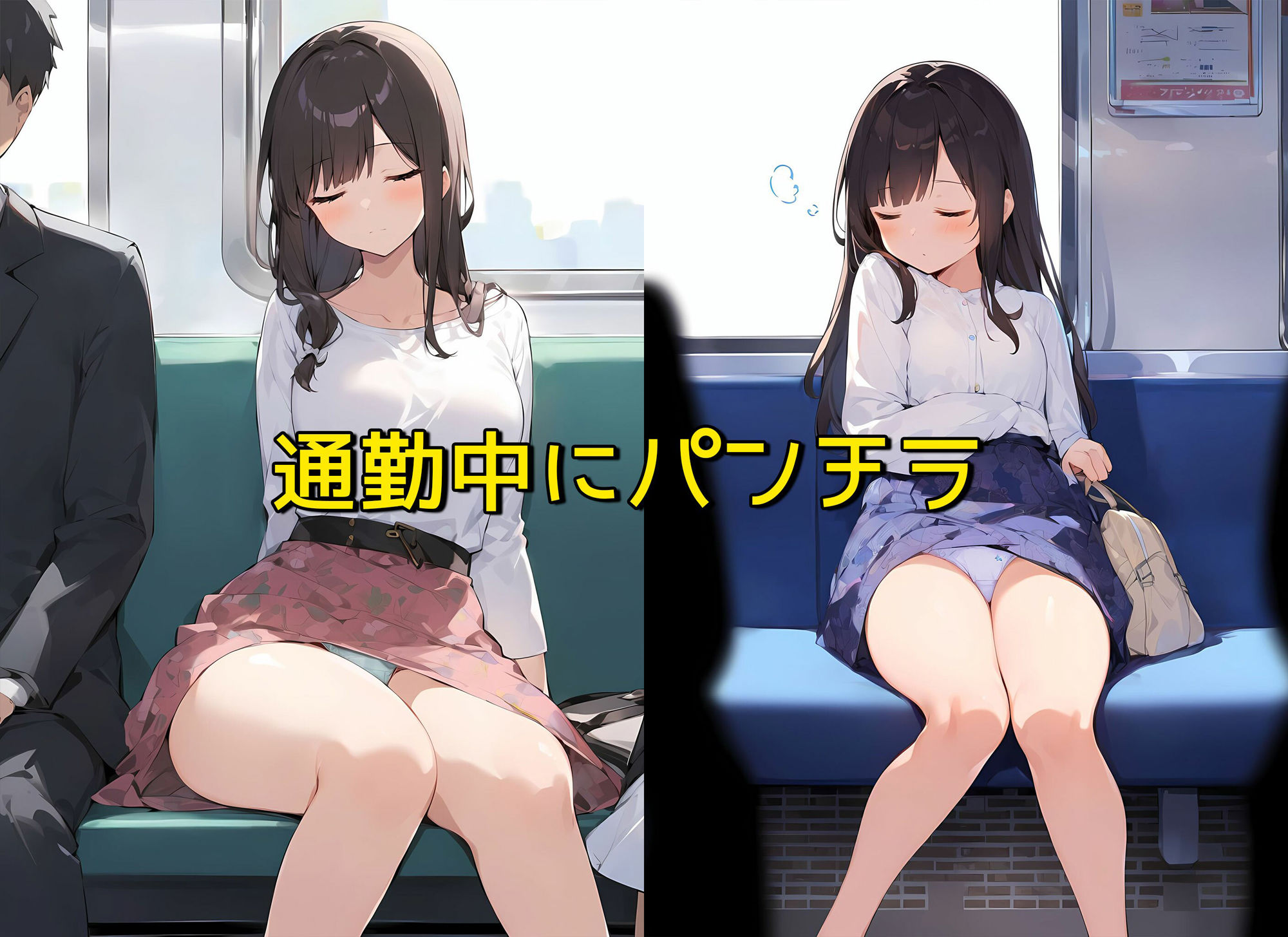 【高画質】通勤中に清楚系居眠りちゃんが対面パンチラしてくるけど注意できない サンプル5ページ目