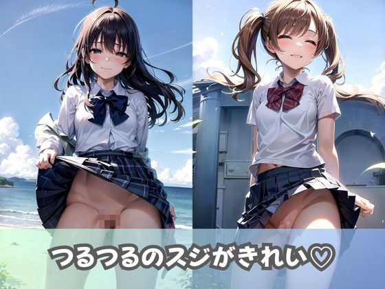 【清楚系JK】「制服スカートの中見せて」とお願いしたらマンスジくっきりの食い込みパンツとパイパンおま〇こを見せてくれる仲良しお姉ちゃん【女子校生】 サンプル2ページ目