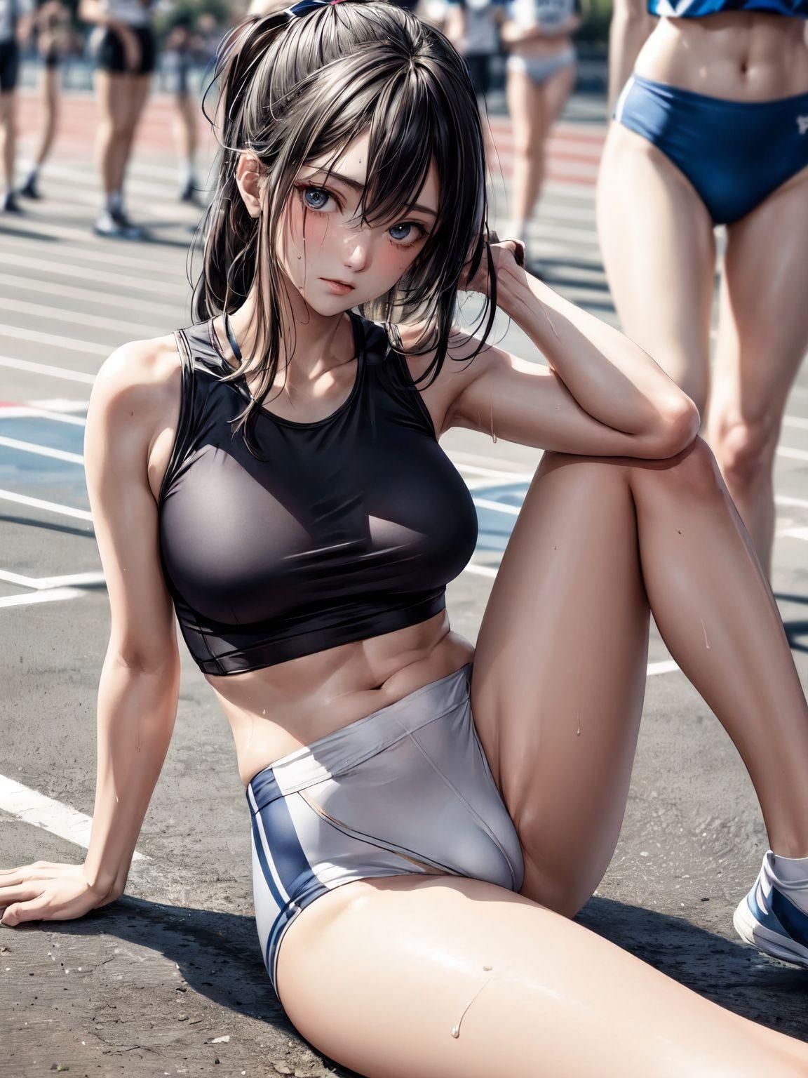ギチギチのユニフォームを着させられた陸上女子達2nd サンプル2ページ目