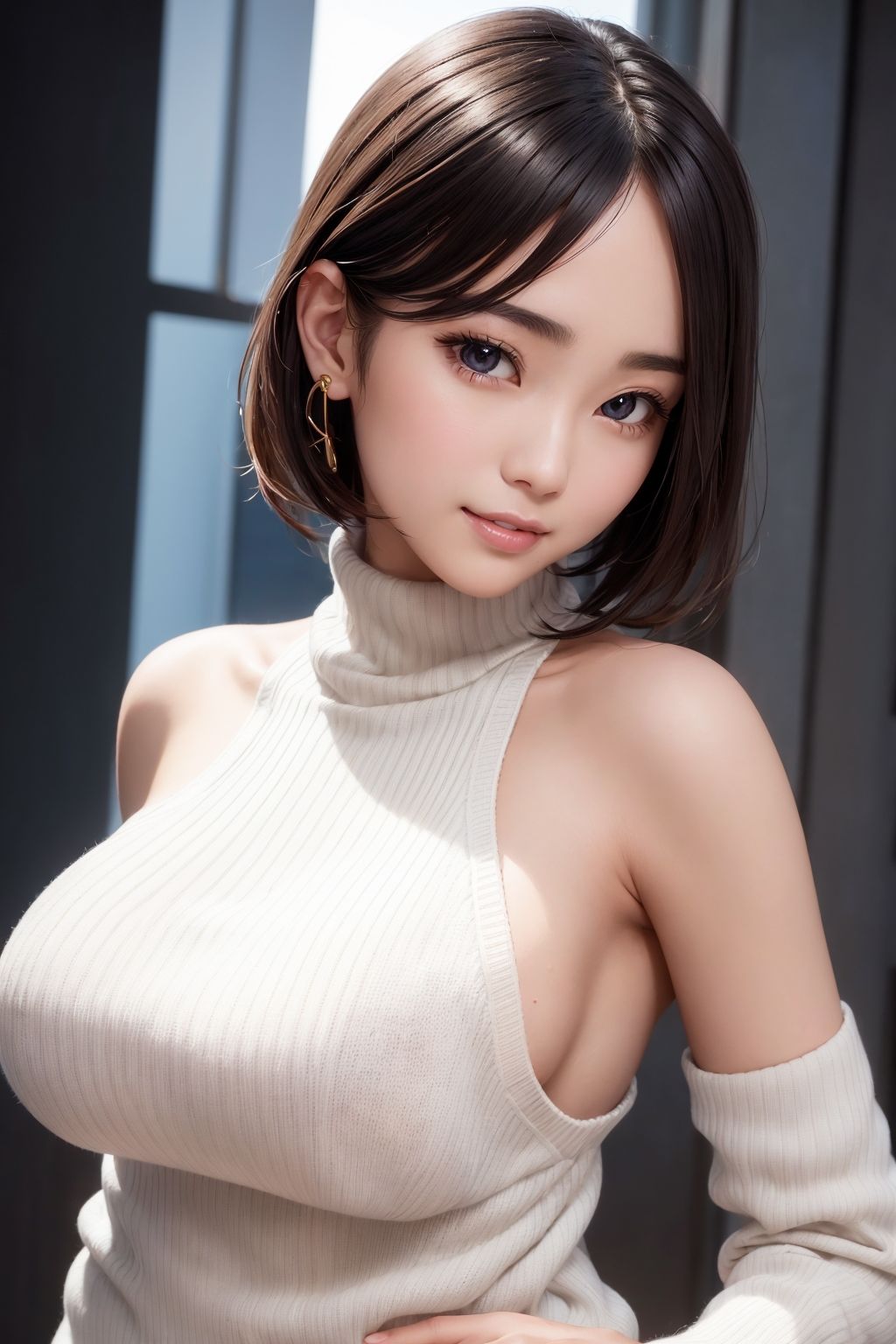 AI美女の白セーター写真集 サンプル5ページ目