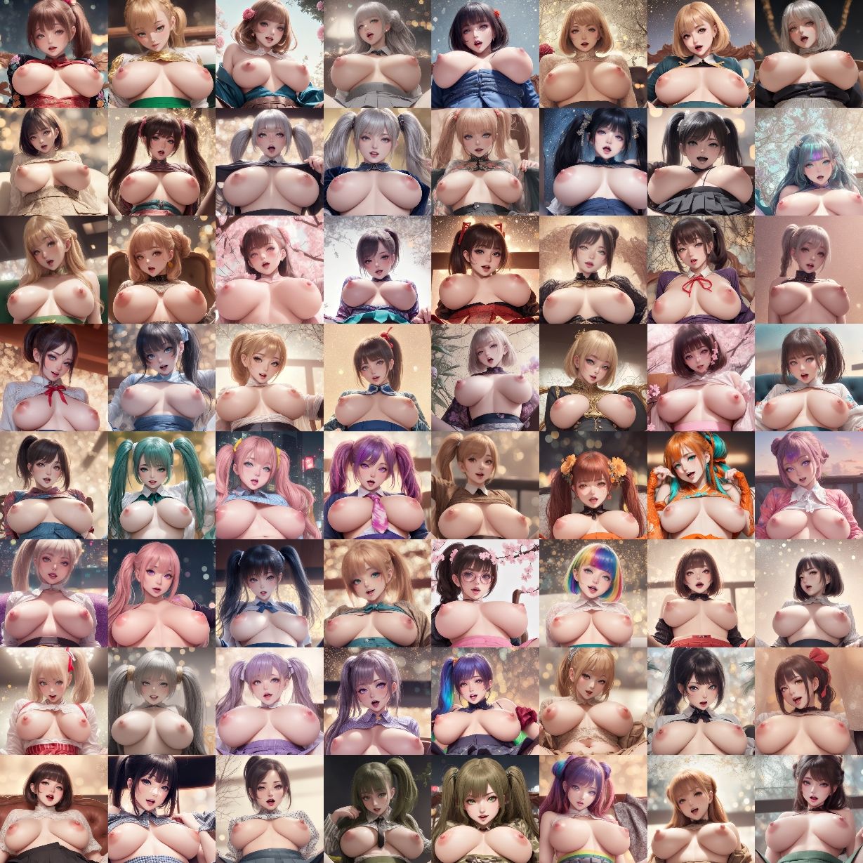 爆乳ギャル300名（水彩画風） - 300 big breasted gals （watercolor style） - サンプル2ページ目