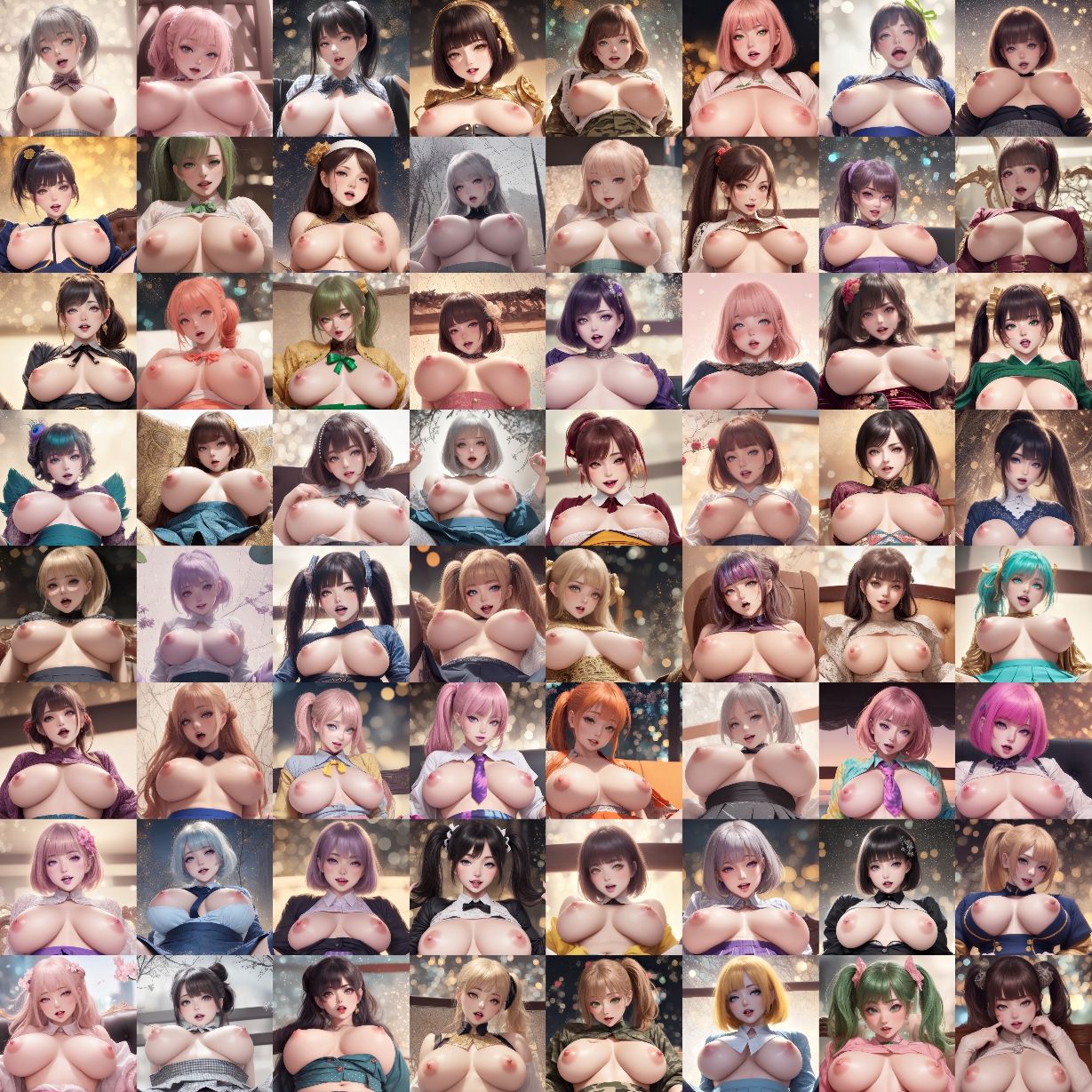 爆乳ギャル300名（水彩画風） - 300 big breasted gals （watercolor style） - サンプル3ページ目