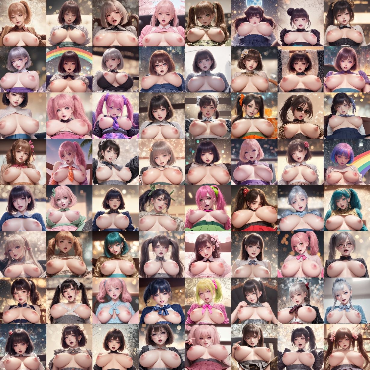 爆乳ギャル300名（水彩画風） - 300 big breasted gals （watercolor style） - サンプル4ページ目