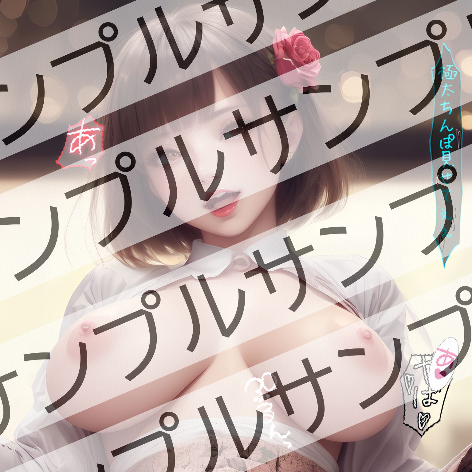 爆乳ギャル300名（水彩画風） - 300 big breasted gals （watercolor style） - サンプル6ページ目