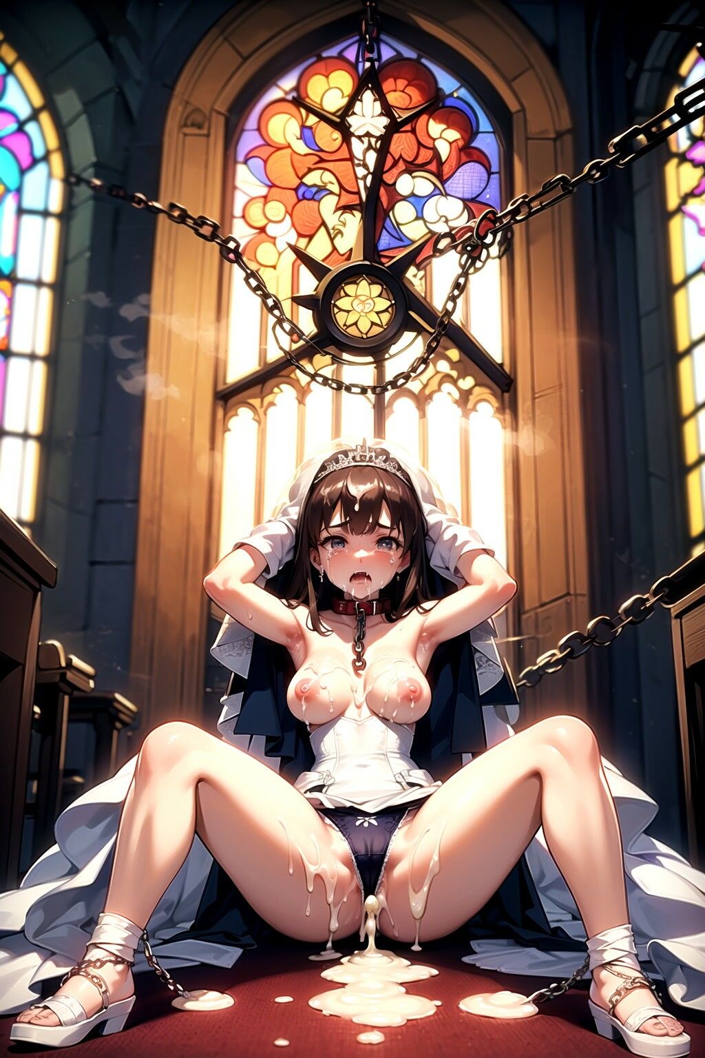茶髪ウエディングドレス花嫁に神聖な教会で強●パンティー中出し射撃 サンプル1ページ目