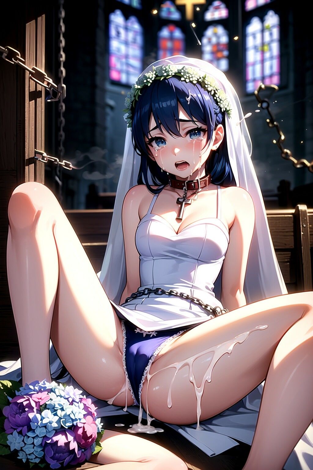青髪ウエディングドレス花嫁に神聖な教会で強●パンティー中出し射撃 サンプル7ページ目
