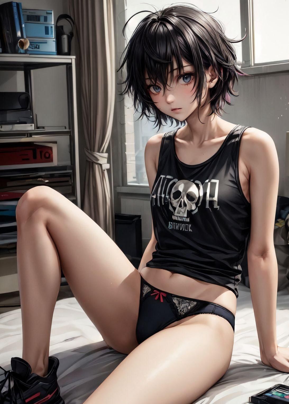 寝起きのだらしない下着女子たち サンプル3ページ目