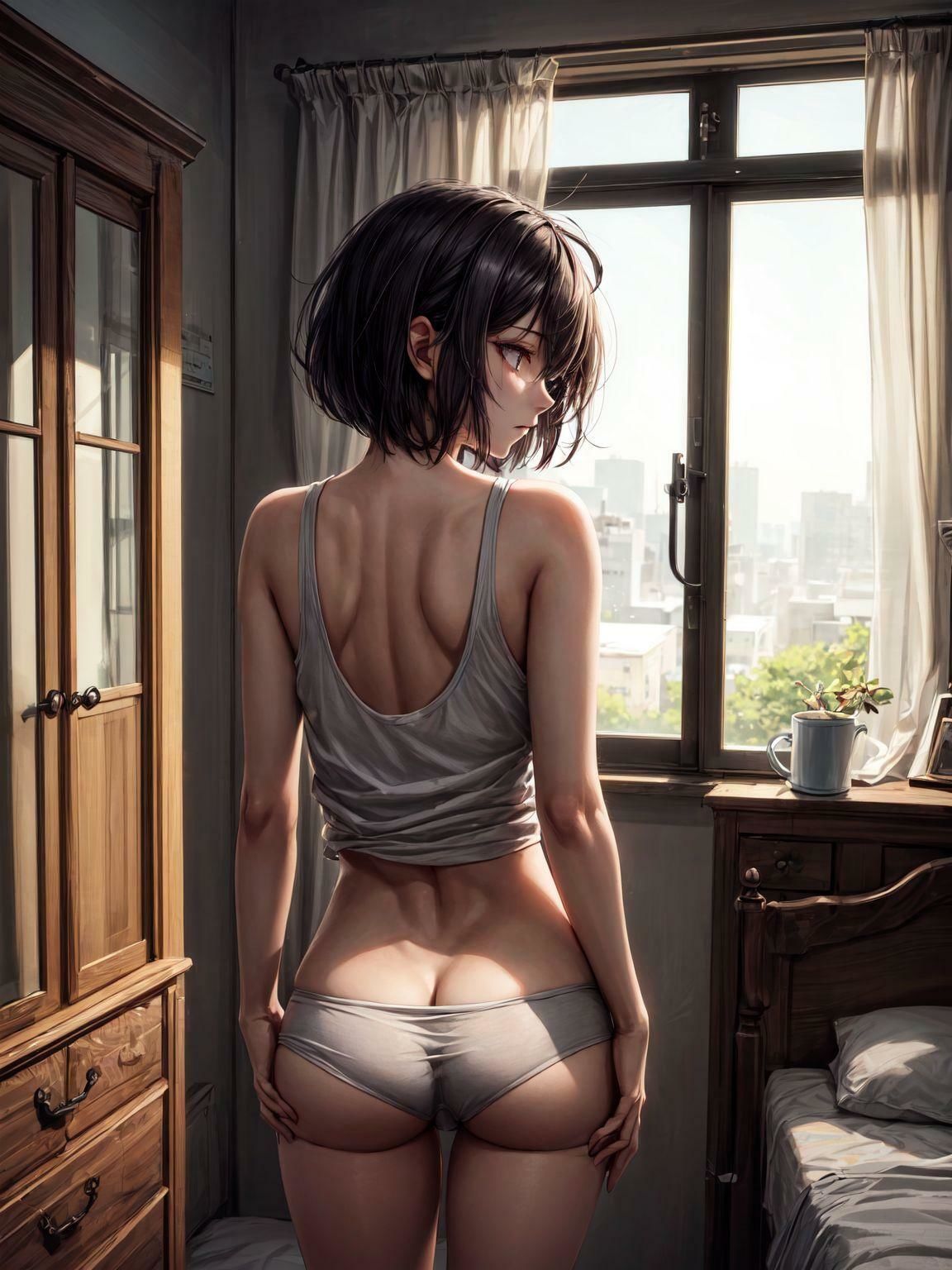 寝起きのだらしない下着女子たち サンプル7ページ目