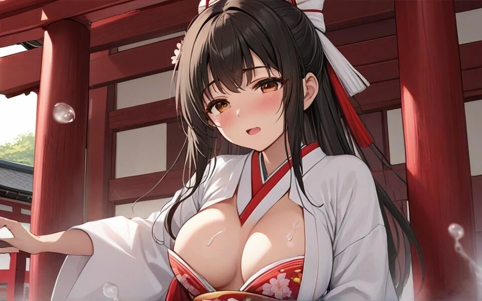 巫女さまが可愛くてお参りできません！ どうしたのですか？時間があれば私の相手してくれますか！ サンプル5ページ目