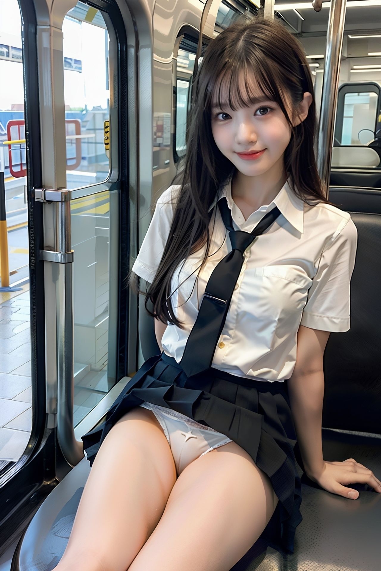 電車の中でS級制服女子が貴方だけにパンツをみせてくれます。200p サンプル1ページ目