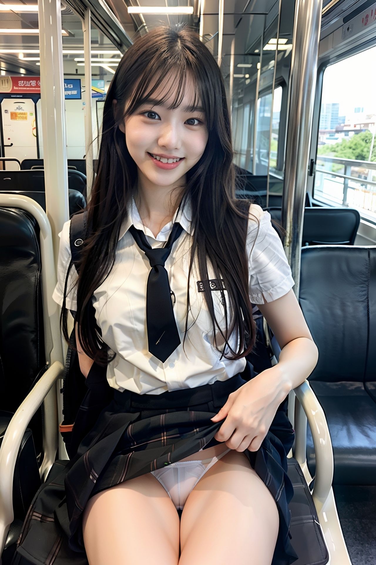 電車の中でS級制服女子が貴方だけにパンツをみせてくれます。200p サンプル6ページ目
