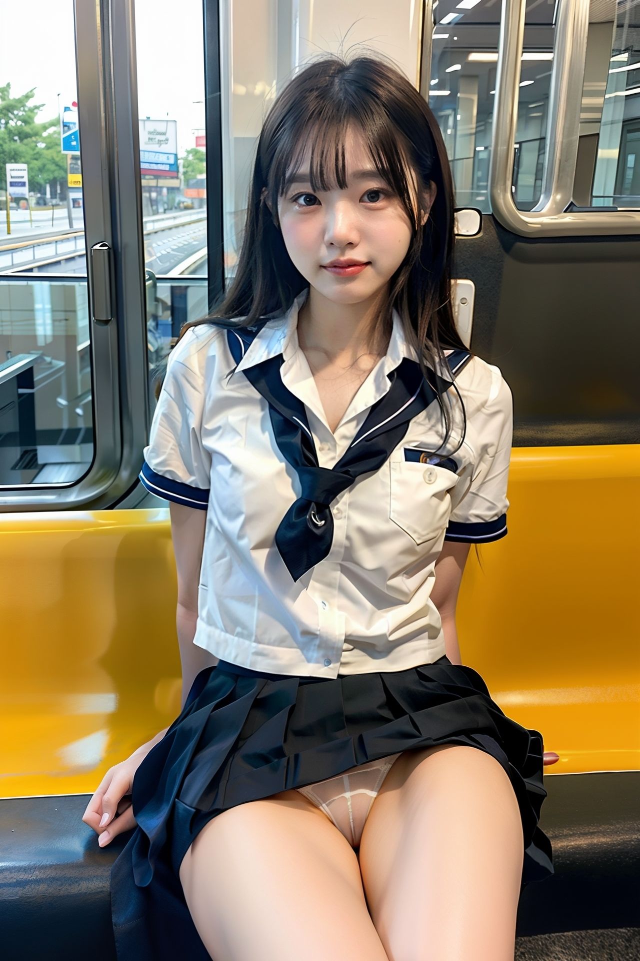 電車の中でS級制服女子が貴方だけにパンツをみせてくれます。200p サンプル10ページ目