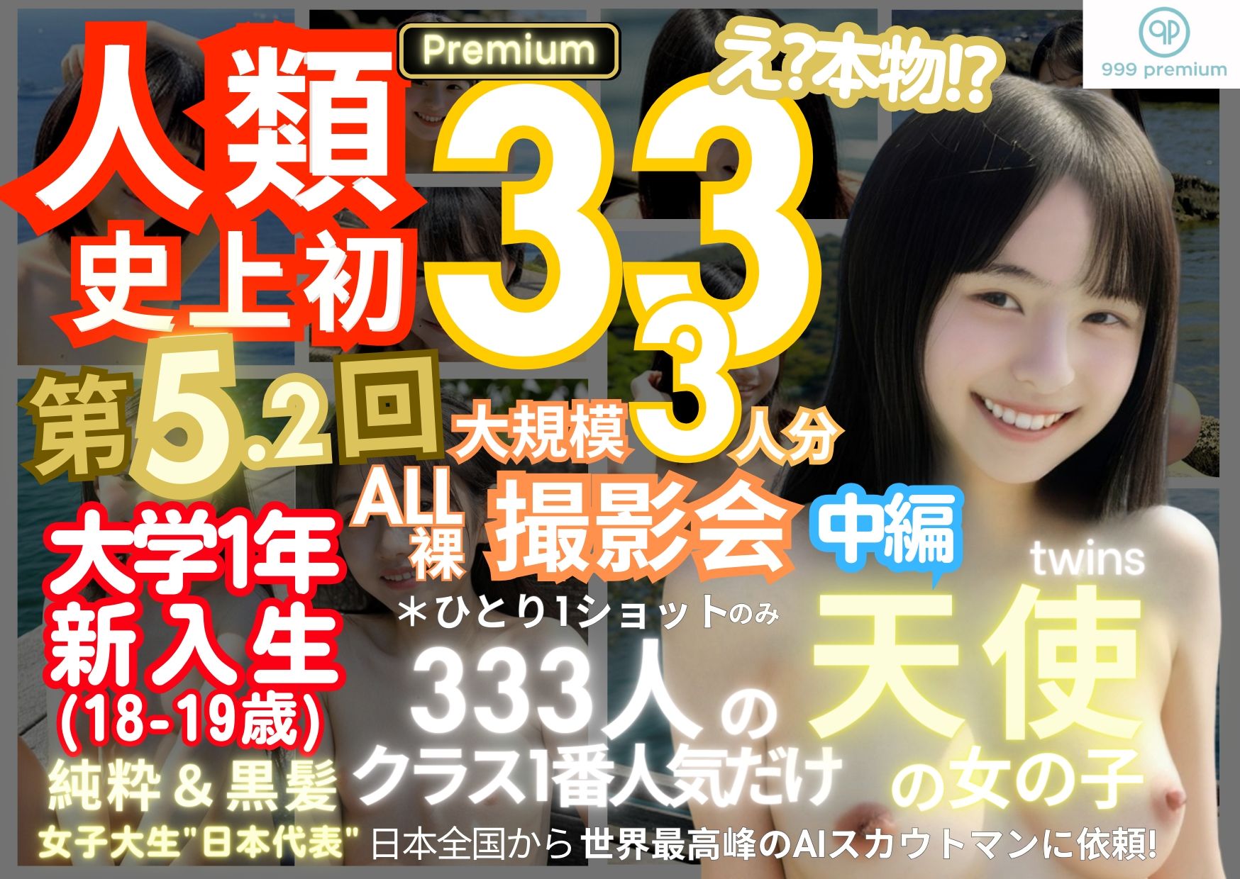 人類史上初！前代未聞の333人！大学1年新入生18歳と19歳！純粋＆黒髪の天使シリーズ 第5.2弾Premium（中編）「クラスで1番の女の子の裸だけが拝める」Xデー到来！！ サンプル8ページ目