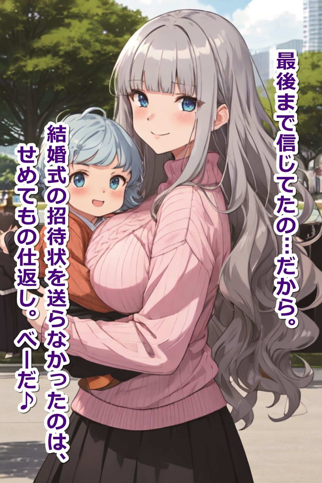 おかしなスマホアプリで「他人ち〇ぽで子持ちになった幼なじみ」を【即オチ2コマ】させる話 サンプル4ページ目