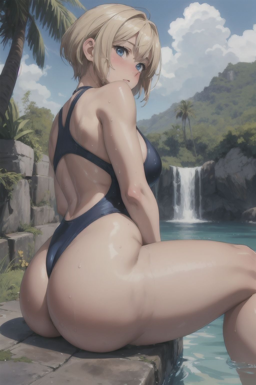 ブロンドショートの競泳水着集 サンプル1ページ目