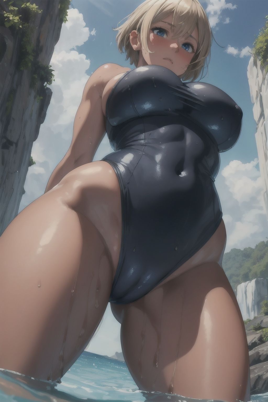 ブロンドショートの競泳水着集 サンプル5ページ目