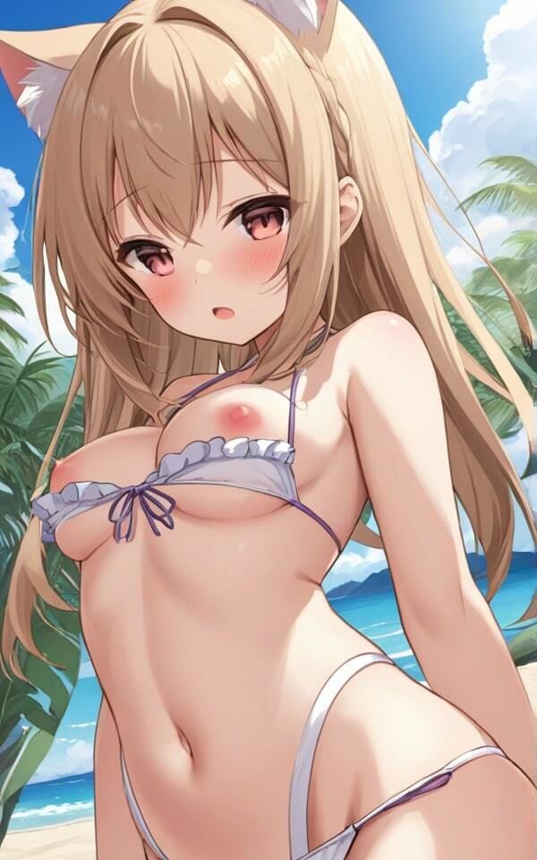 可愛い猫耳娘の少しエッチな水着 サンプル1ページ目