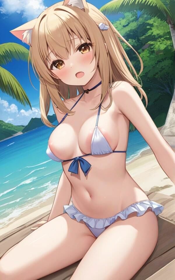 可愛い猫耳娘の少しエッチな水着 サンプル2ページ目