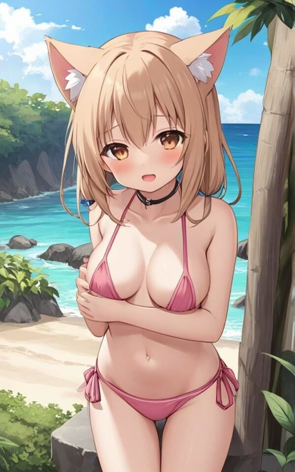 可愛い猫耳娘の少しエッチな水着 サンプル4ページ目