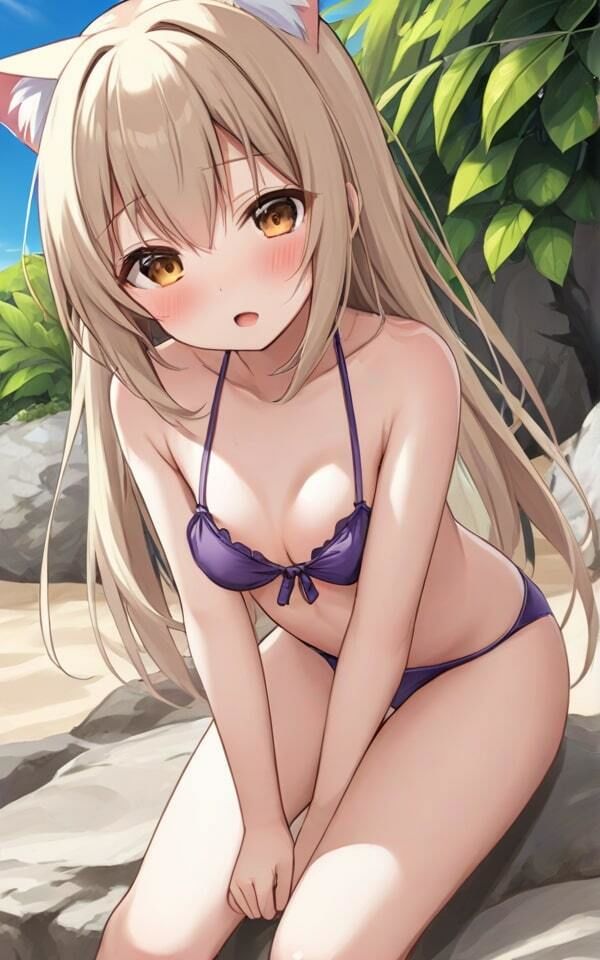 可愛い猫耳娘の少しエッチな水着 サンプル5ページ目