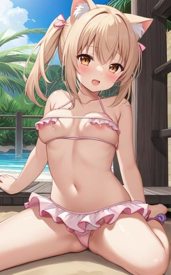 可愛い猫耳娘の少しエッチな水着 サンプル7ページ目