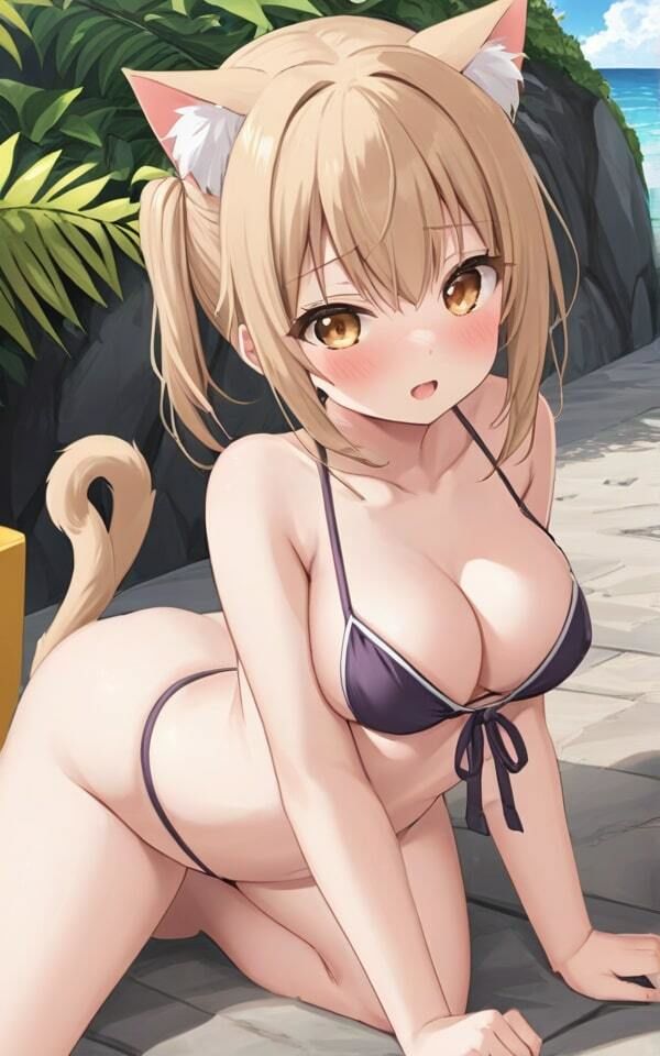 可愛い猫耳娘の少しエッチな水着 サンプル8ページ目