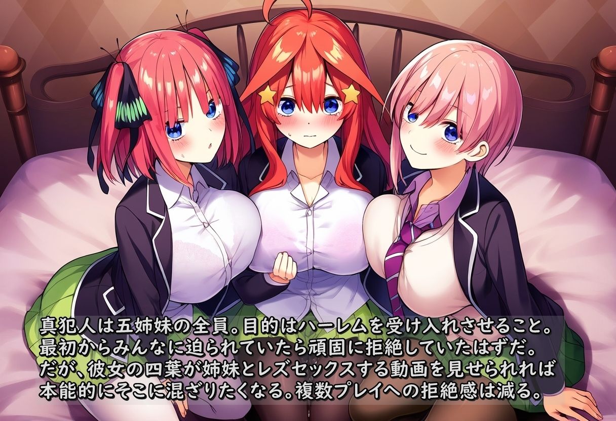 ユリハサ！ 五等分版 彼女のレズNTR動画をリピート再生して真犯人の変装を見破る サンプル8ページ目