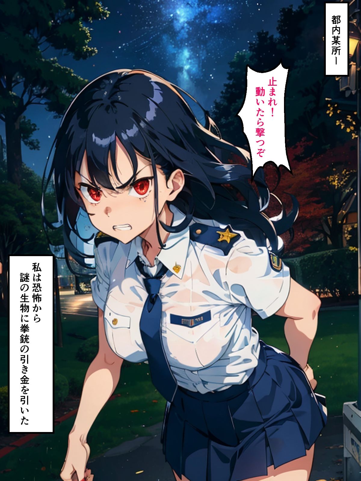 スライムに吸収された婦警とJKの話 サンプル1ページ目