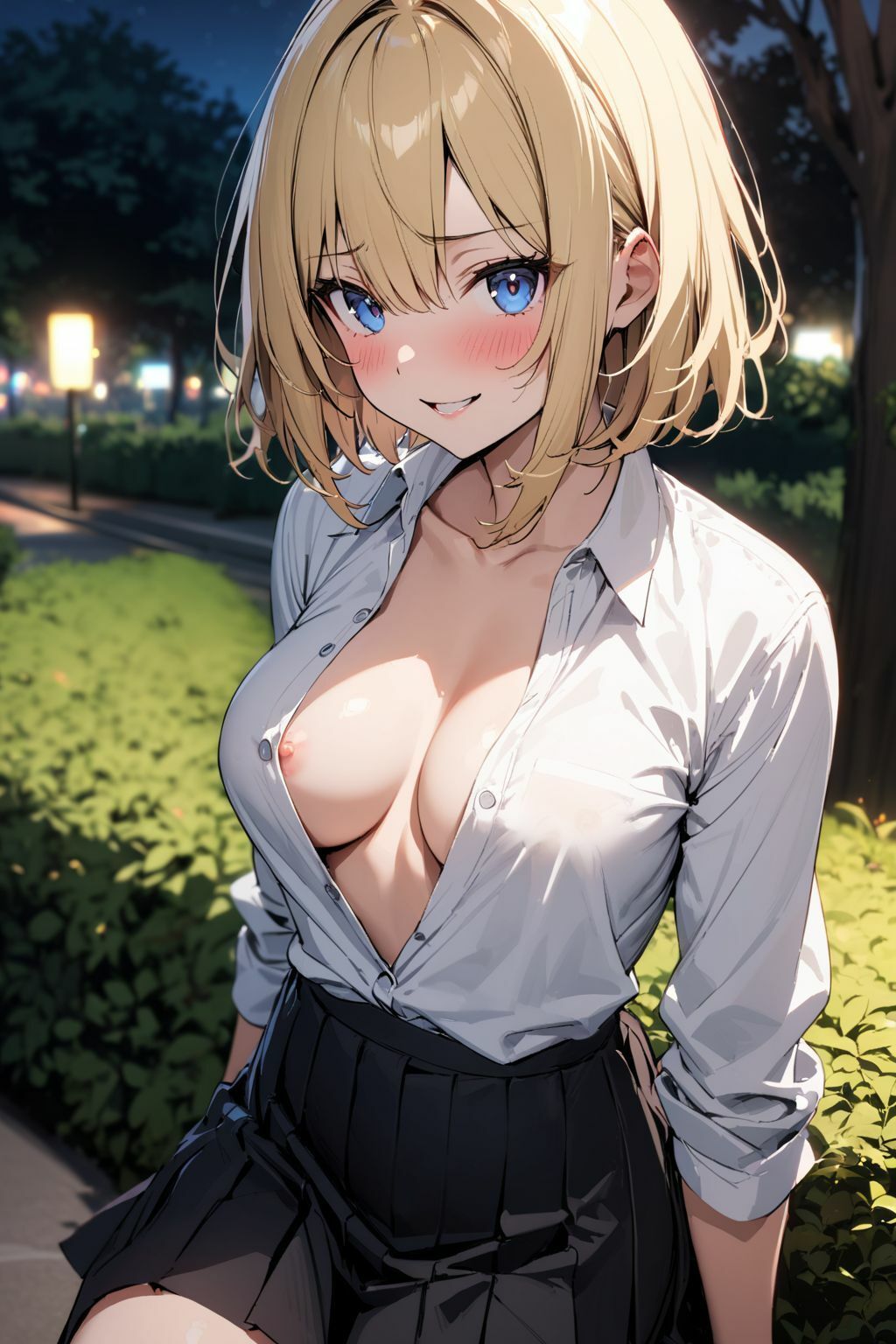 夜の公園で出会った淫乱金髪女子に誘われたので野外で中だしSEXした件 サンプル2ページ目