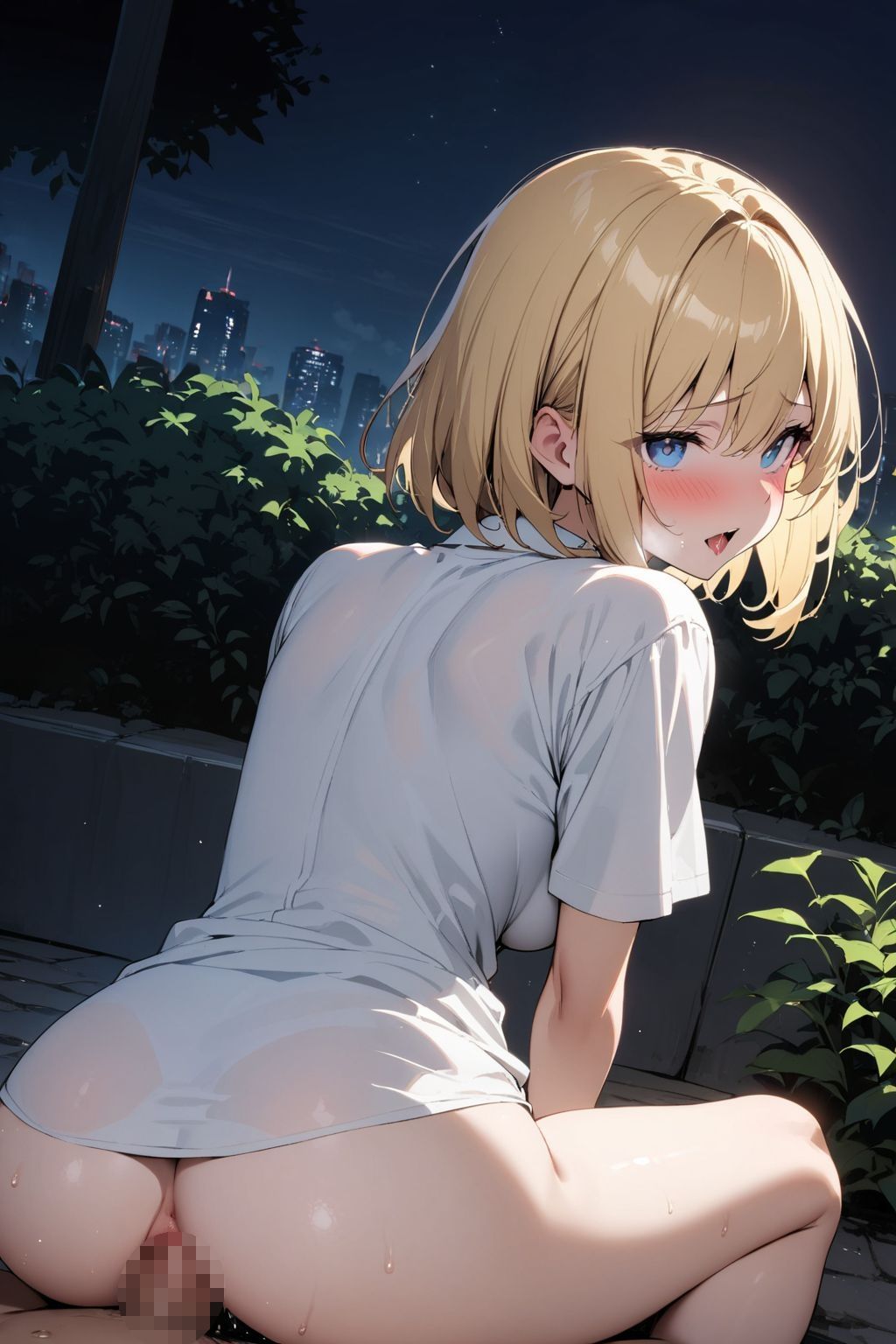 夜の公園で出会った淫乱金髪女子に誘われたので野外で中だしSEXした件 サンプル5ページ目
