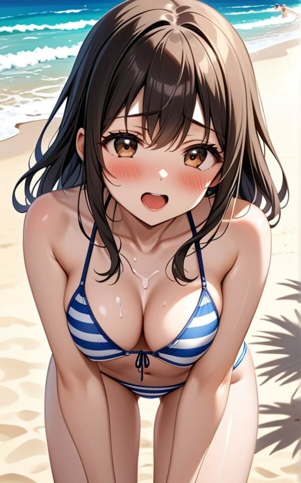 巨乳ギャルのちょっとエッチな水着 外だと開放的な気分になっちゃうね！ サンプル3ページ目