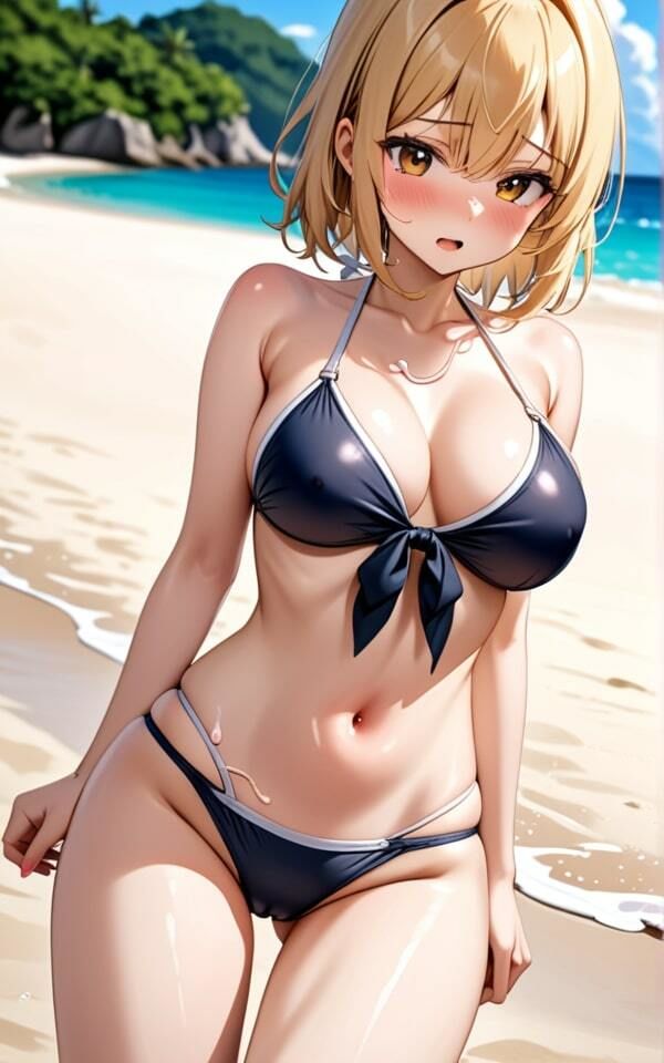 巨乳ギャルのちょっとエッチな水着 外だと開放的な気分になっちゃうね！ サンプル5ページ目