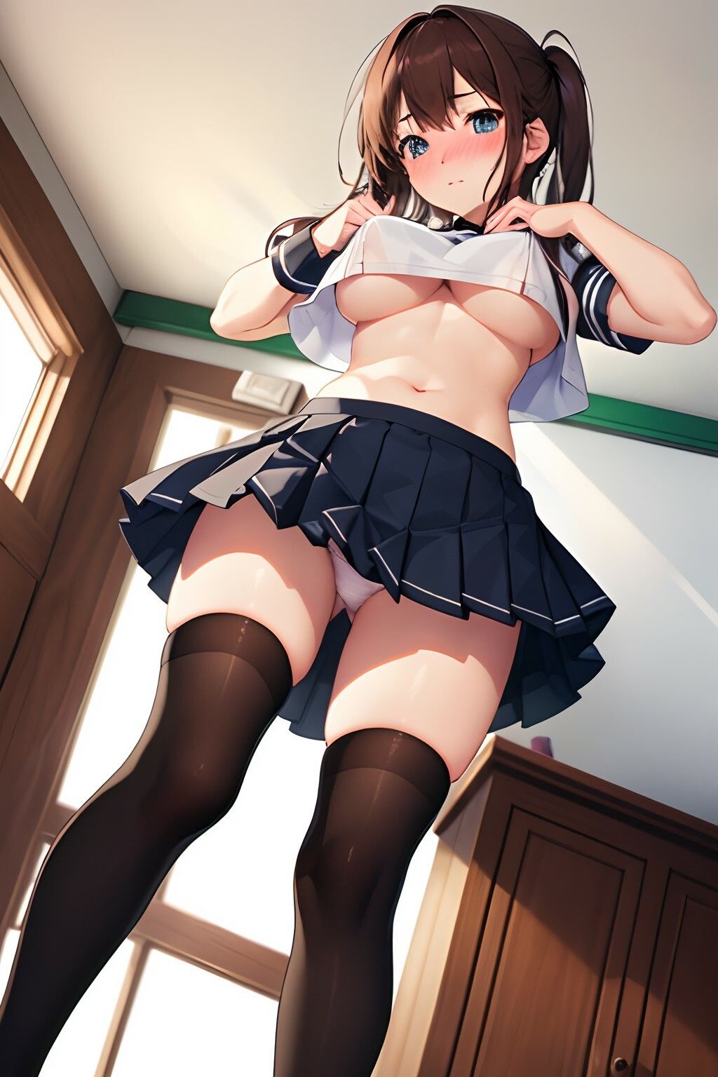 ハーレム女子校生 パンチラ×下乳で誘惑してくる ニーハイ×教室編 サンプル4ページ目