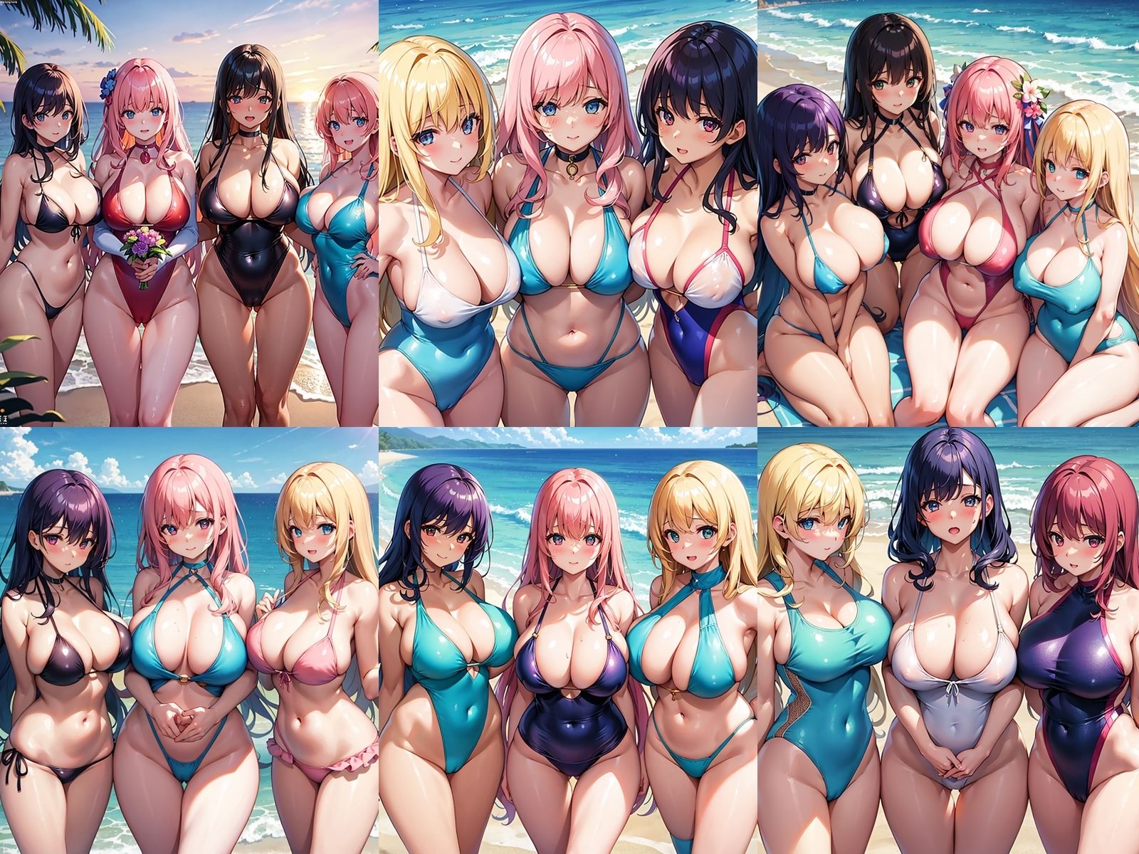爆乳女子校生の水着ハーレムパラダイス サンプル1ページ目