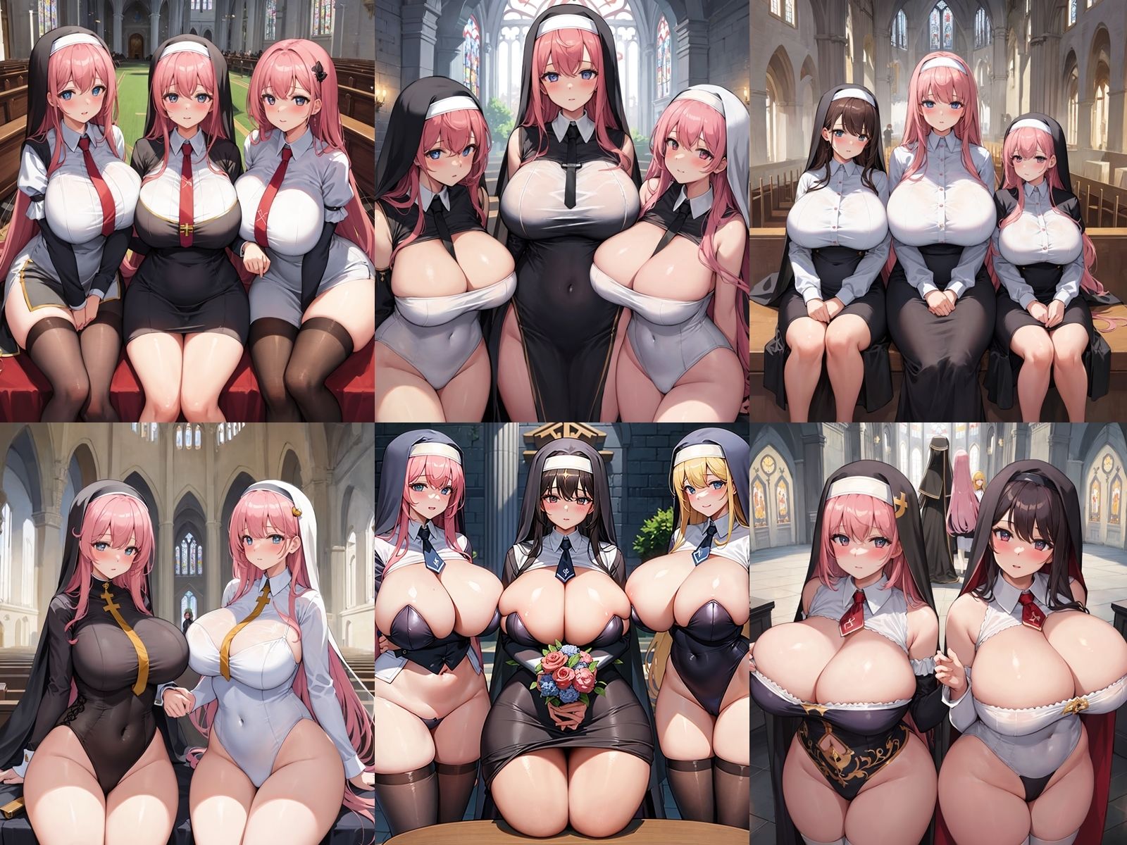 爆乳女子校生のシスターハーレムパラダイス サンプル1ページ目