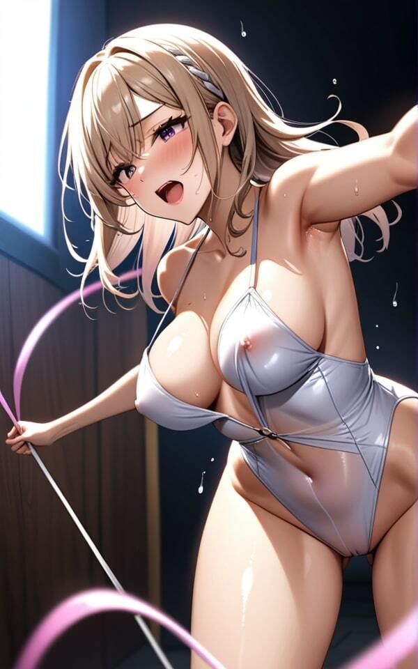 巨乳で痴女のレオタード おっぱいがレオタードからはみ出しちゃった！ サンプル6ページ目