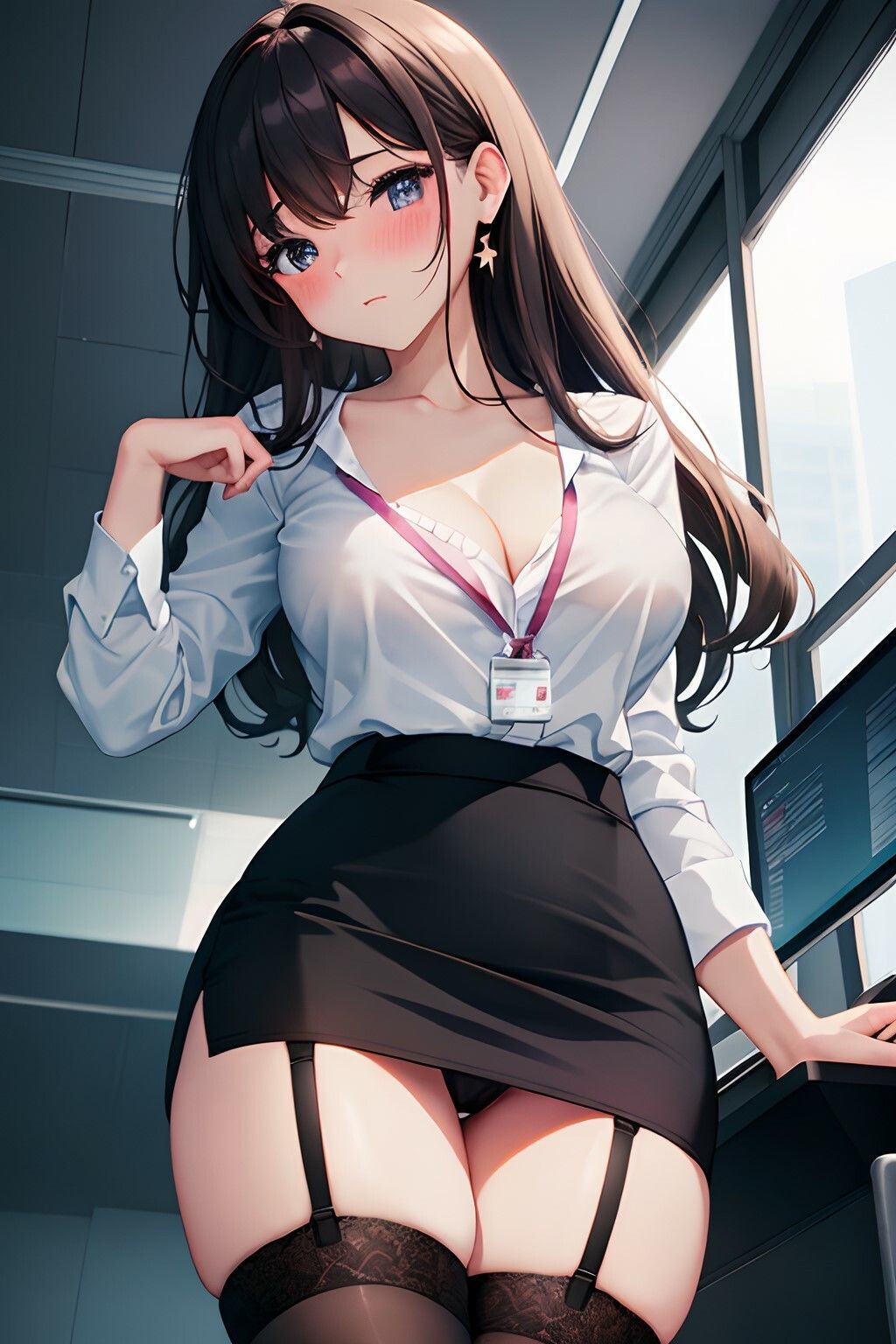 ハーレムオフィス パンチラ×谷間で誘惑してくる OL×ガーターベルト編 サンプル2ページ目