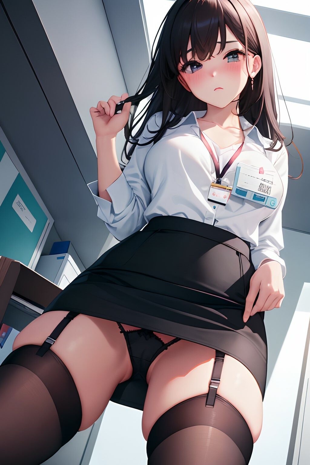 ハーレムオフィス パンチラ×谷間で誘惑してくる OL×ガーターベルト編 サンプル5ページ目