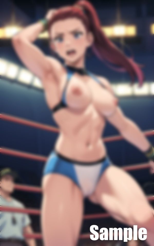 上半身丸出しで活躍する半裸女子レスラー サンプル2ページ目